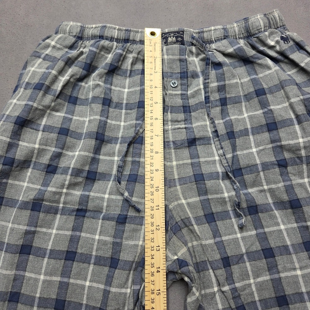 Polo Ralph Lauren Mens XL Grey Blue Plaid Flannel Pajama Sleep Pants Drawstring - Picture 7 of 12